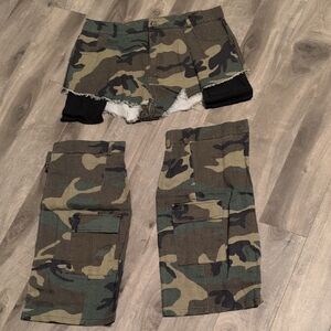 Camouflage Cargo Shorts and Pants Set